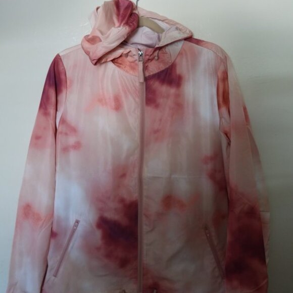Centigrade Water Resistant Hooded Zip Front Rain Jacket ROSE TIE-DYE SIZE M NWOT - Picture 1 of 12